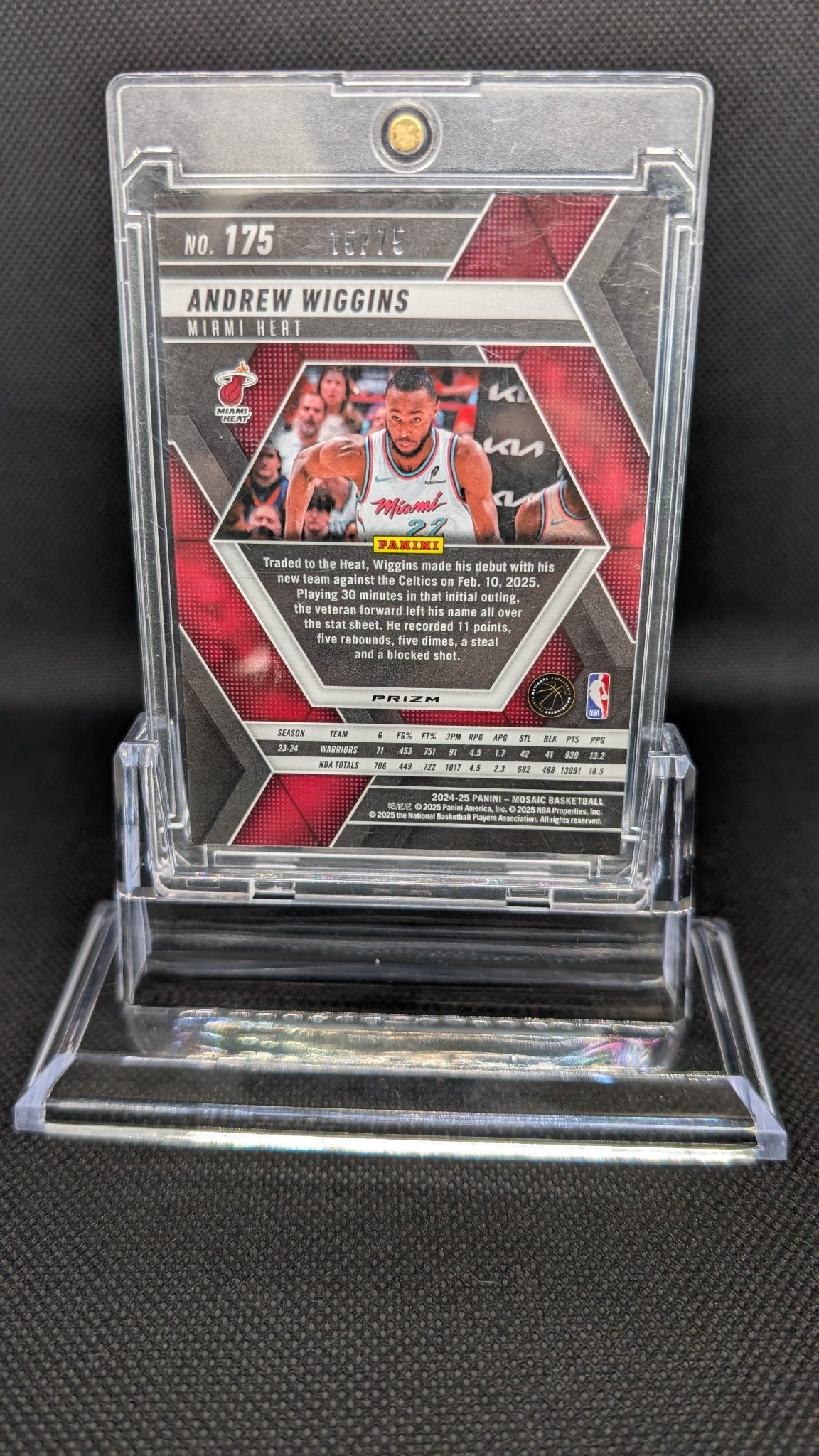 2024-25 Panini Mosaic #175 Andrew Wiggins Red Fluorescent Mosaic #/75