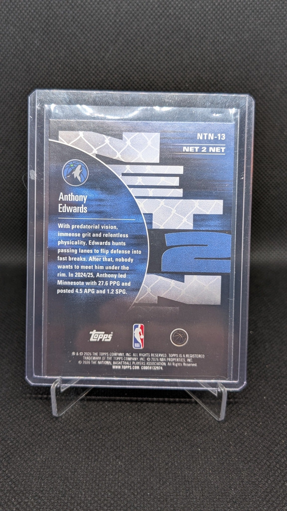 Anthony Edwards 2025-26 Hoops #NTN-13 Net 2 Net Green Hoops NBA basketball card