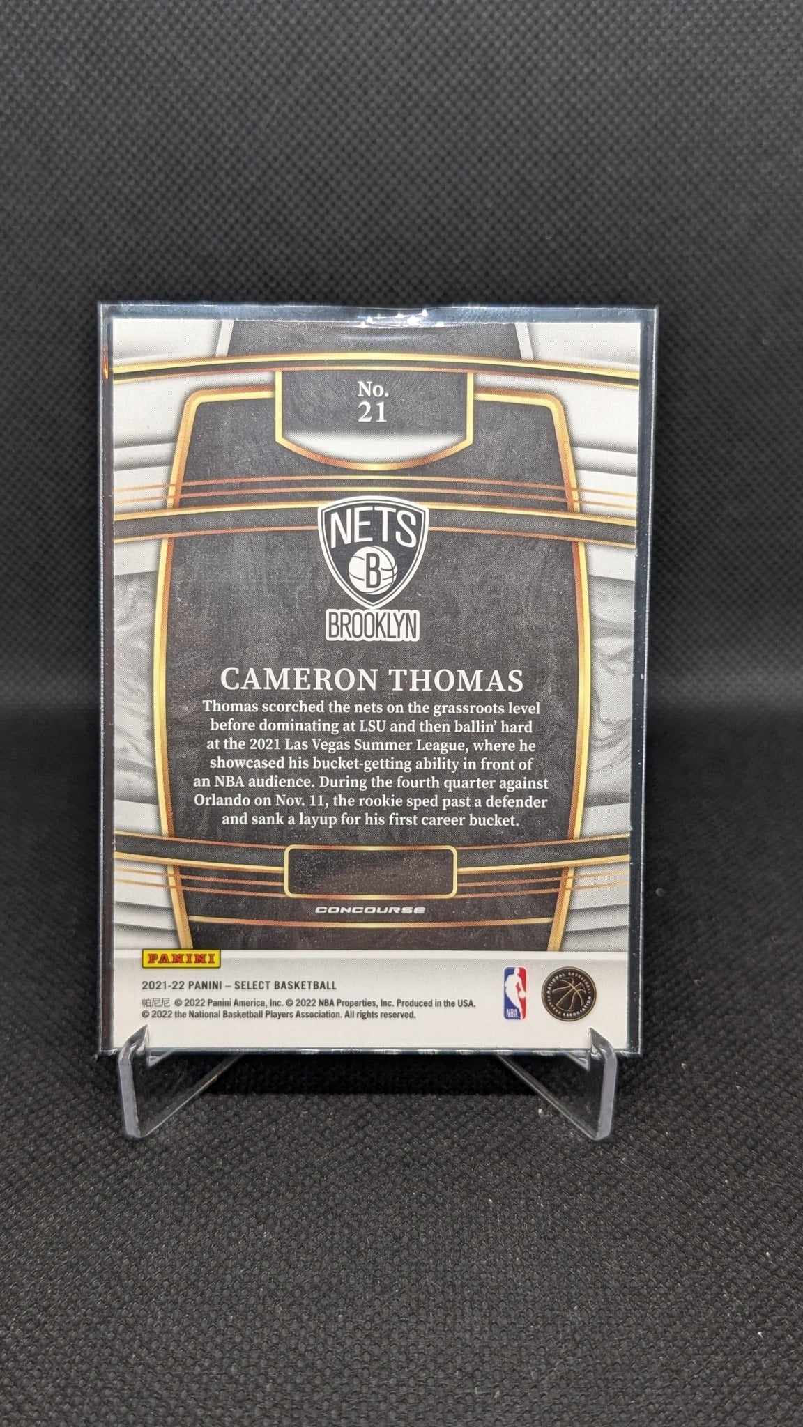 Cameron Thomas 2021-22 Panini Select #21 Blue Prizms NBA basketball card