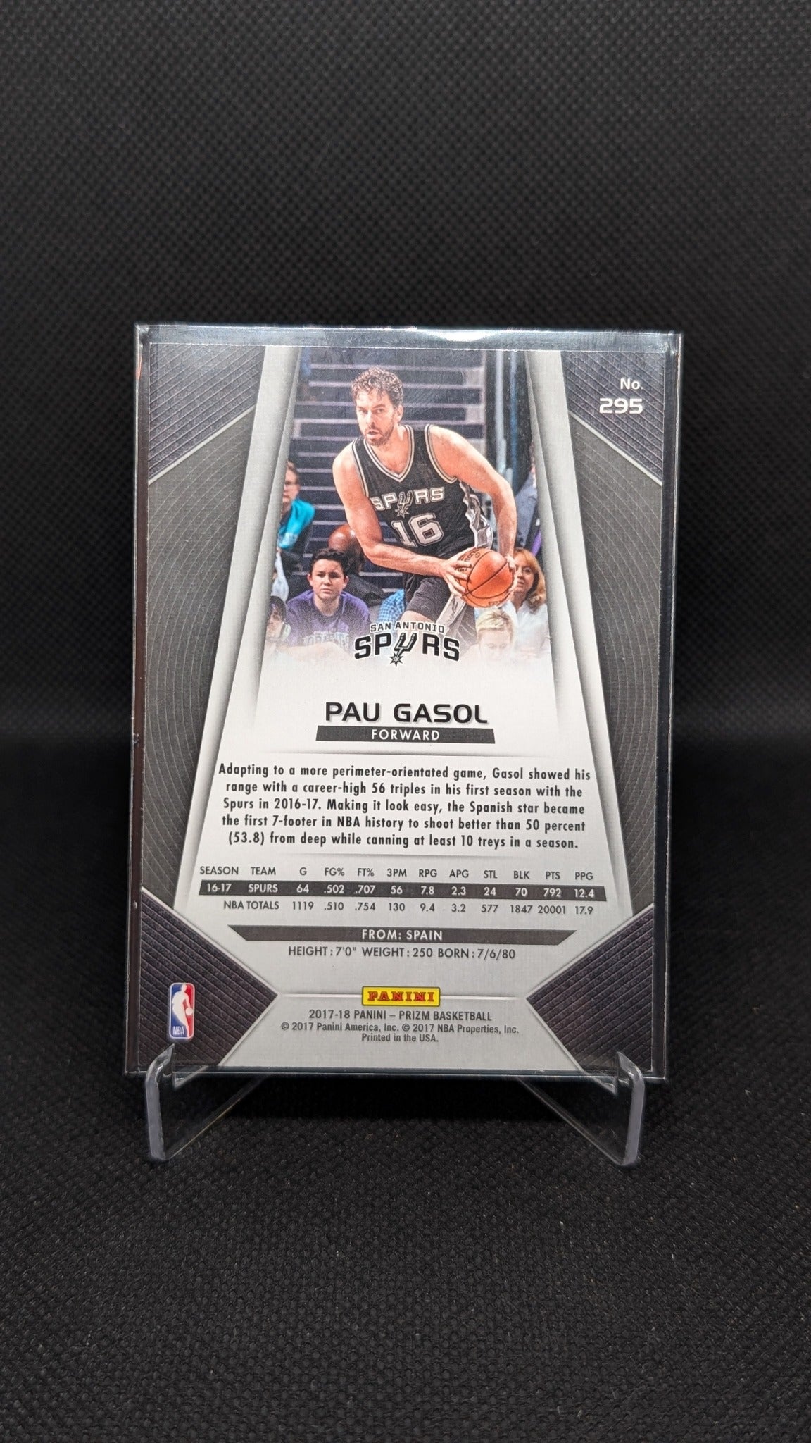 Pau Gasol 2017-18 Panini Prizm #295 NBA basketball card