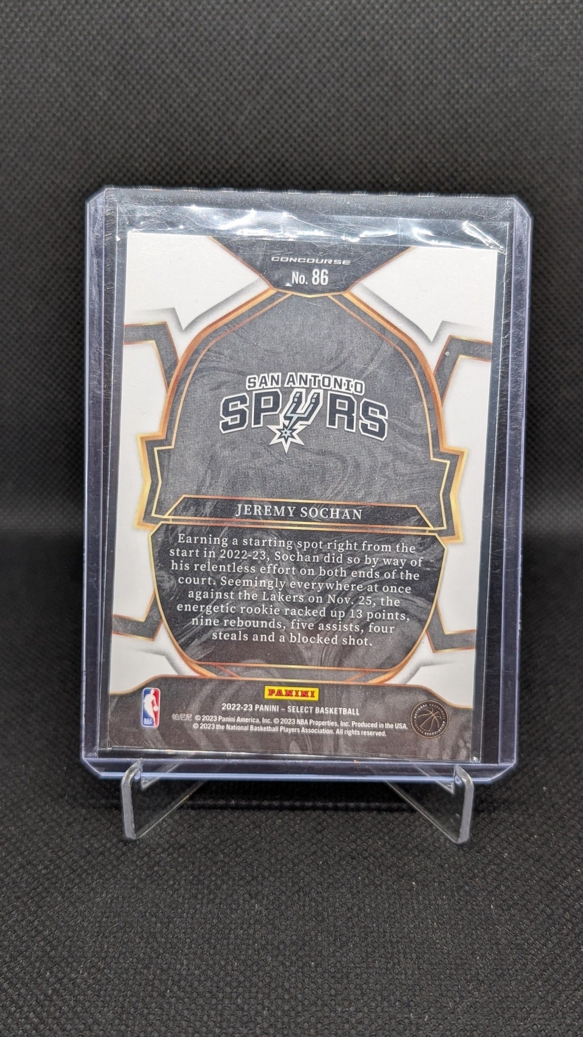 Jeremy Sochan 2022-23 Panini Select #86 NBA basketball card