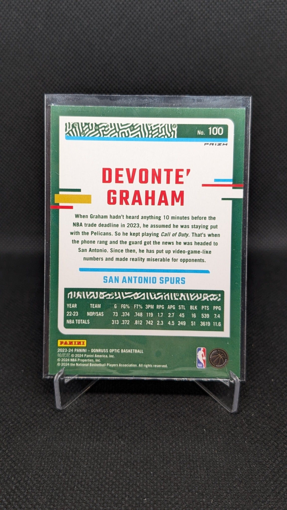 Devonte' Graham 2023-24 Donruss Optic #100 Holo NBA basketball card