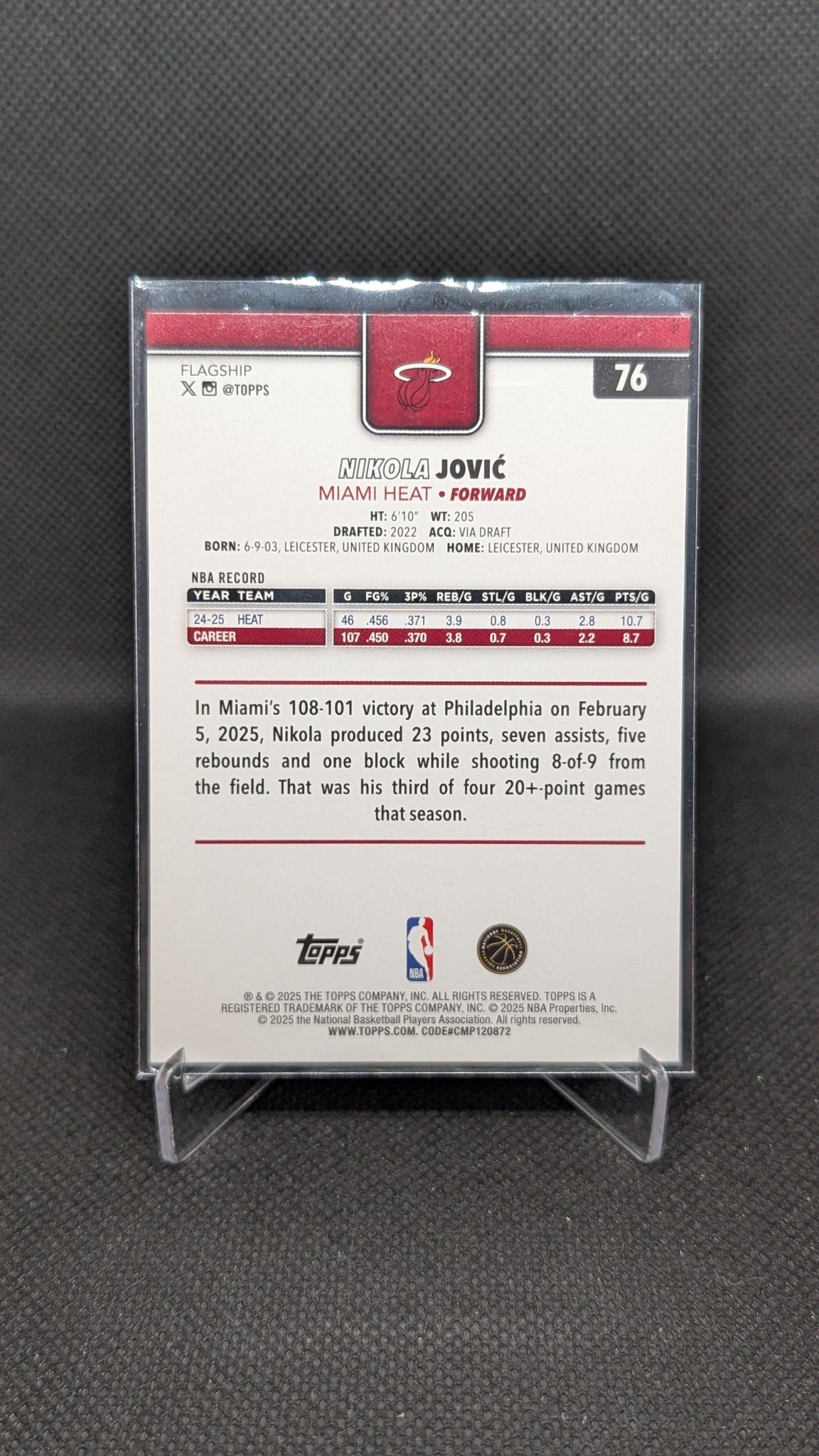 Nikola Jović 2025-26 Topps #76 Aqua Holo Foil NBA basketball card