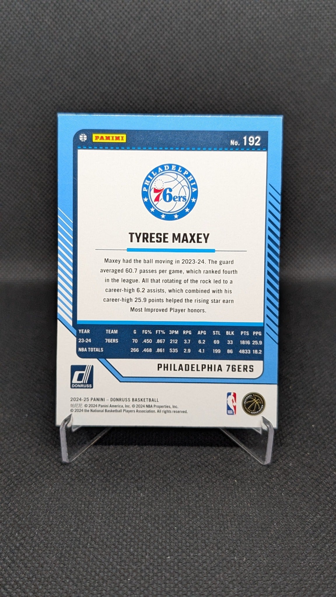 Tyrese Maxey 2024-25 Donruss #192 NBA basketball card