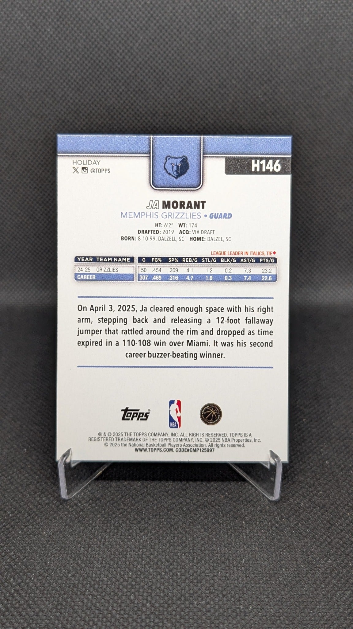 Ja Morant 2025-26 Topps Holiday #H146 NBA basketball card