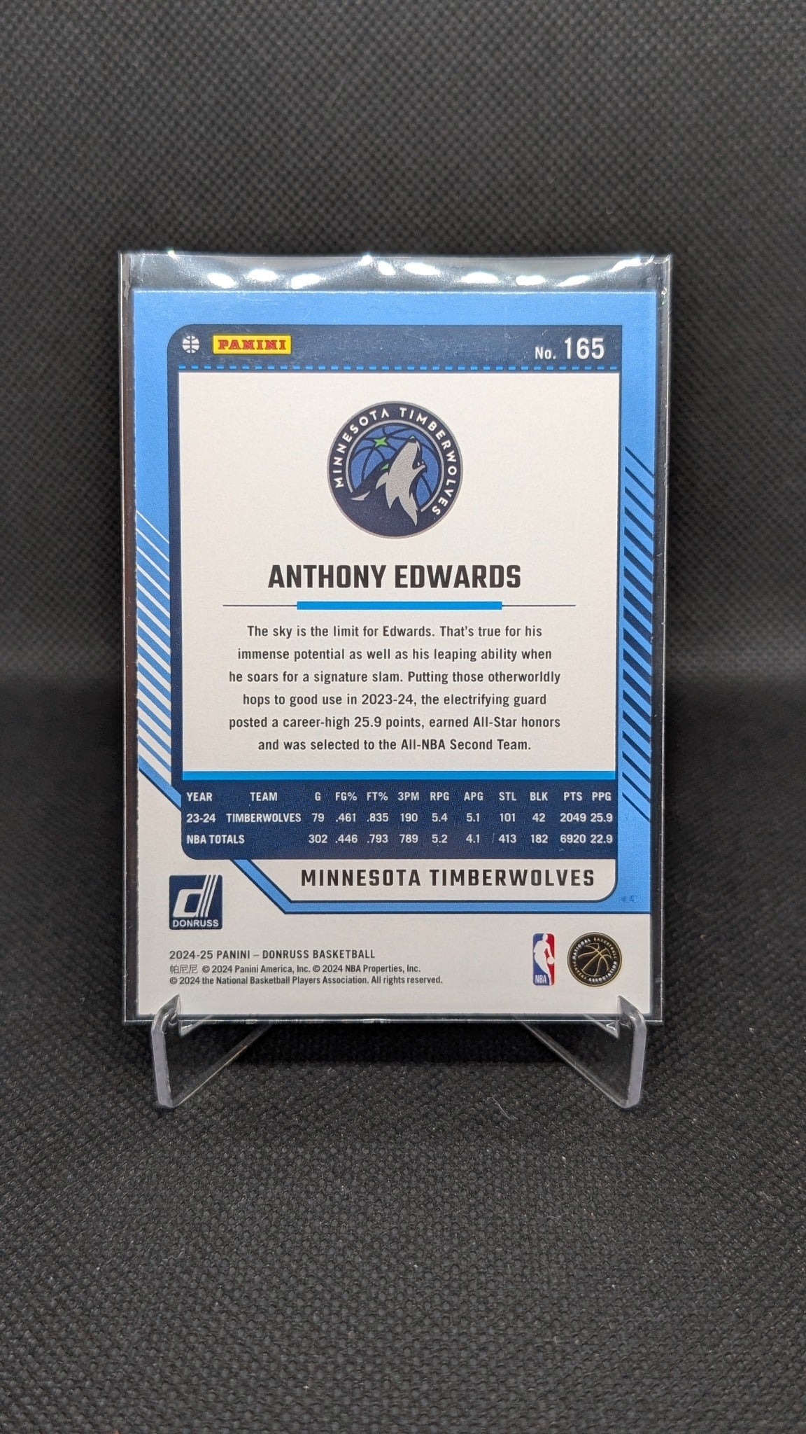 Anthony Edwards 2024-25 Donruss #165 NBA basketball card