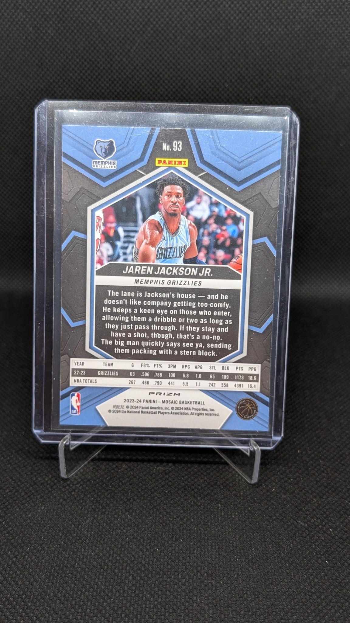 Jaren Jackson Jr. 2023-24 Panini Mosaic #93 Reactive Blue NBA basketball card