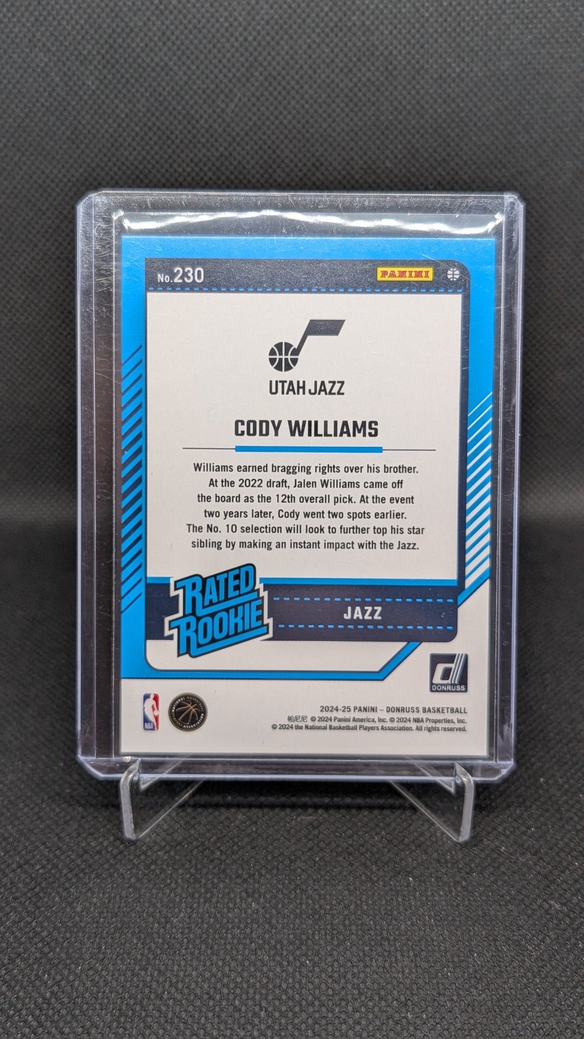 Cody Williams 2024-25 Donruss #230 Yellow Flood NBA basketball card
