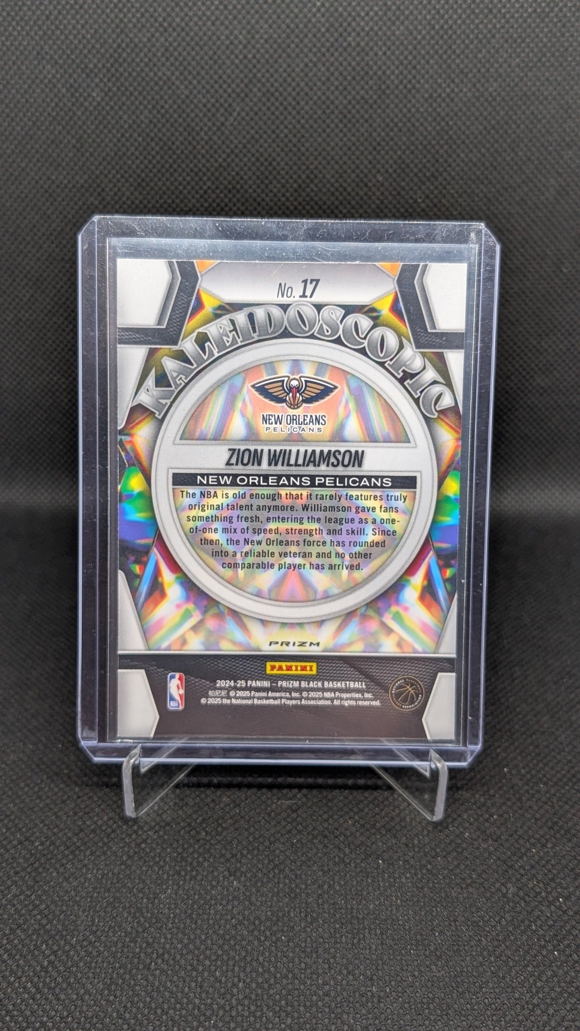 Zion Williamson 2024-25 Panini Prizm Black #17 Kaleidoscopic NBA basketball card