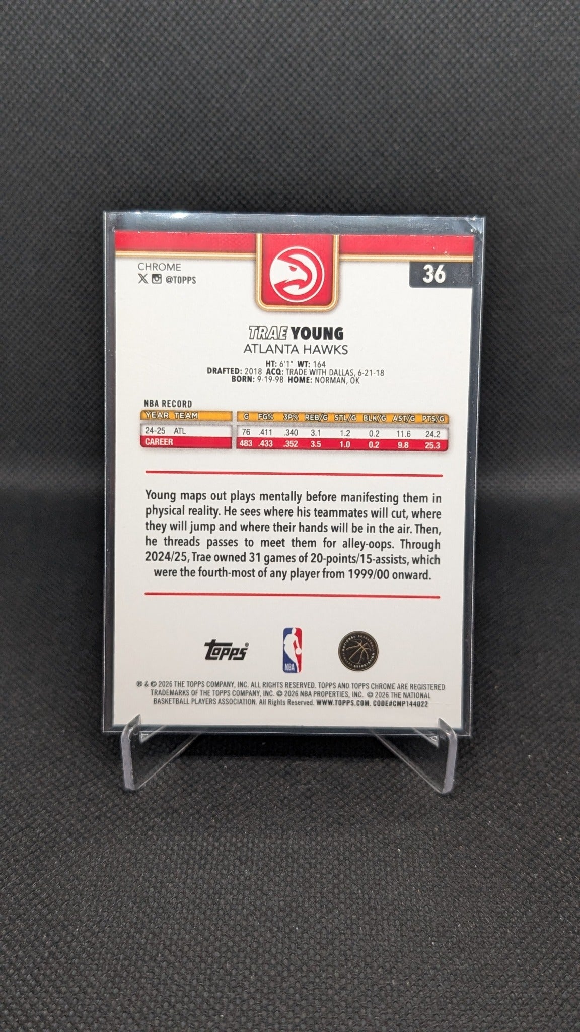 Trae Young 2025-26 Topps Chrome Update #36 X-Fractor NBA basketball card