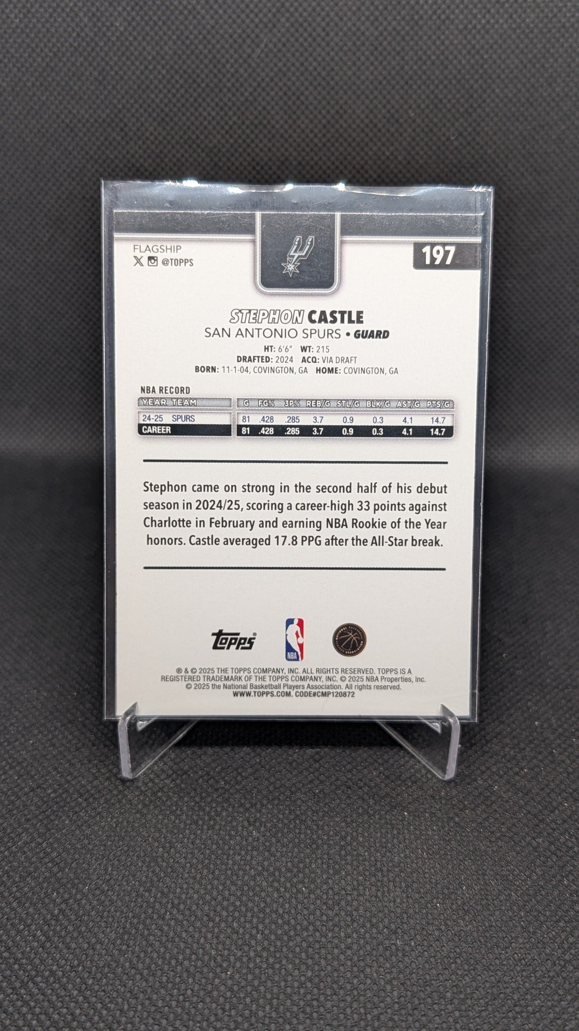 Stephon Castle 2025-26 Topps #197 NBA basketball card
