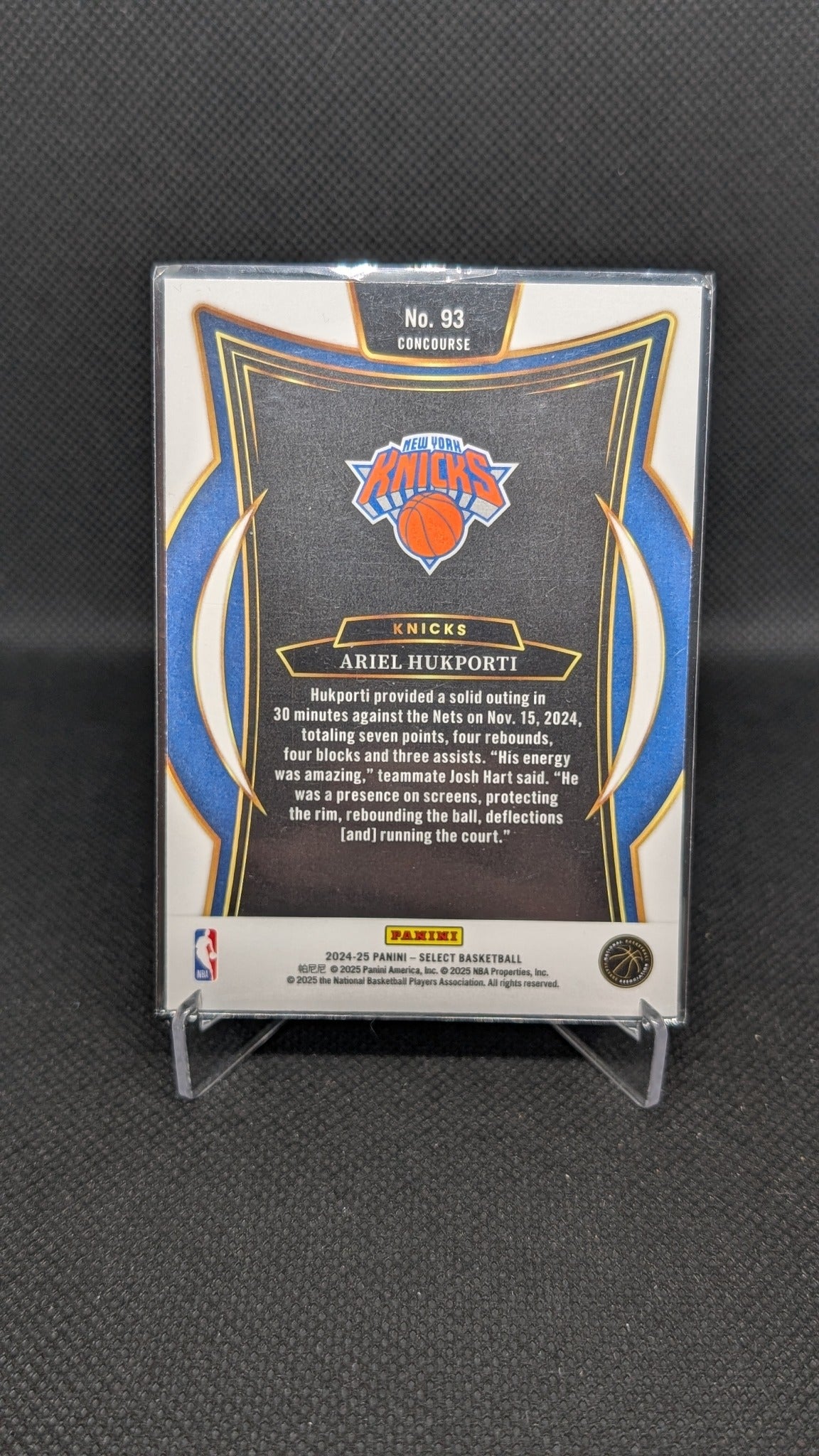 Ariel Hukporti 2024-25 Panini Select #93 NBA basketball card