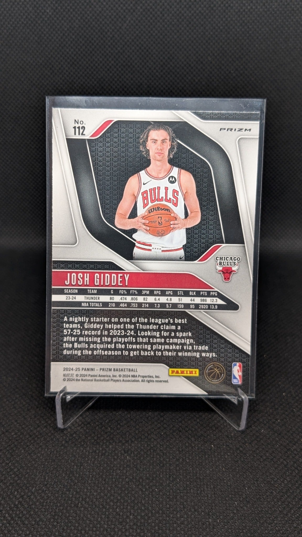 Josh Giddey 2024-25 Panini Prizm #112 Prizms Red White and Blue NBA basketball card