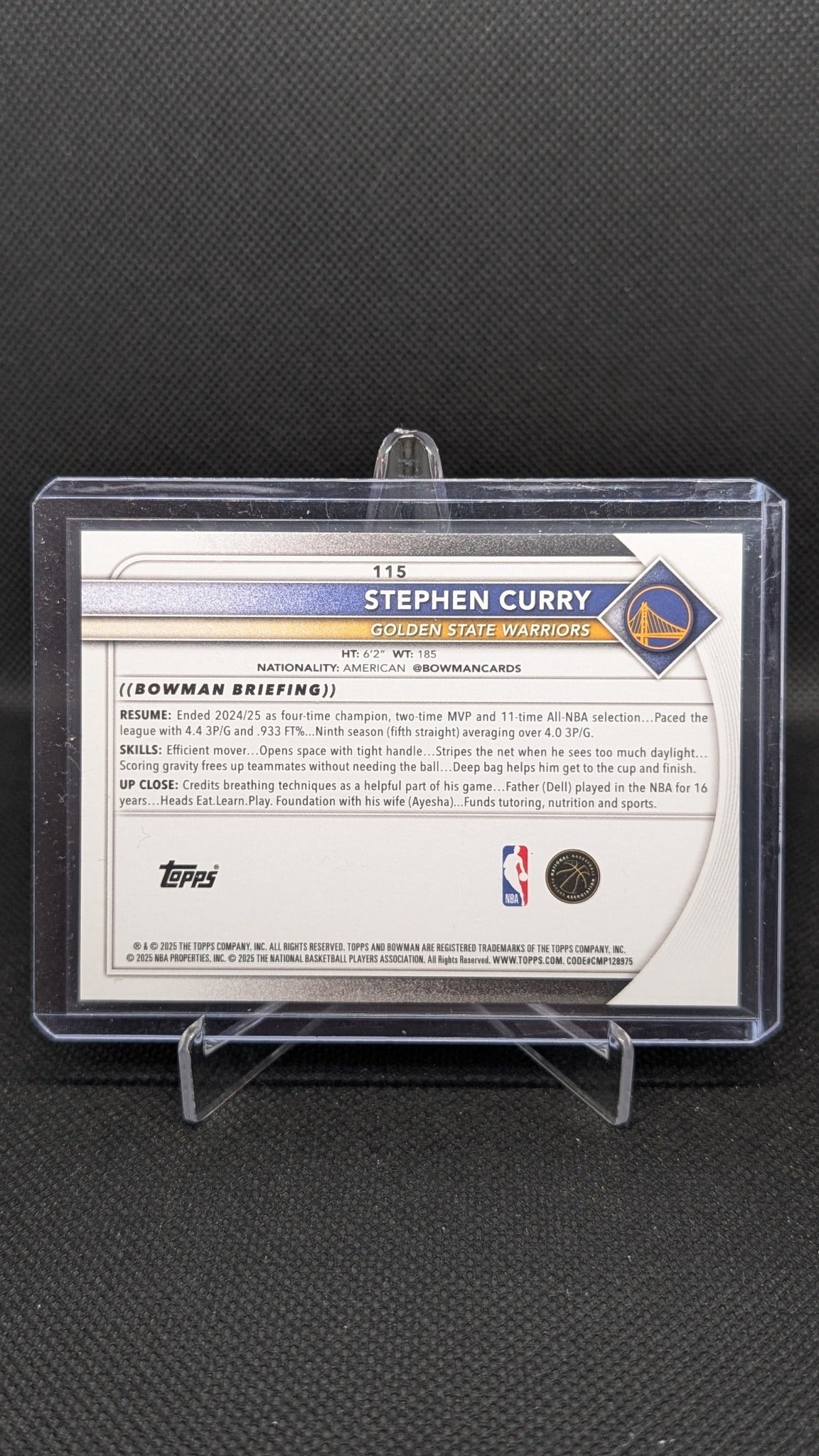 Stephen Curry 2025-26 Bowman #115 NBA basketball card