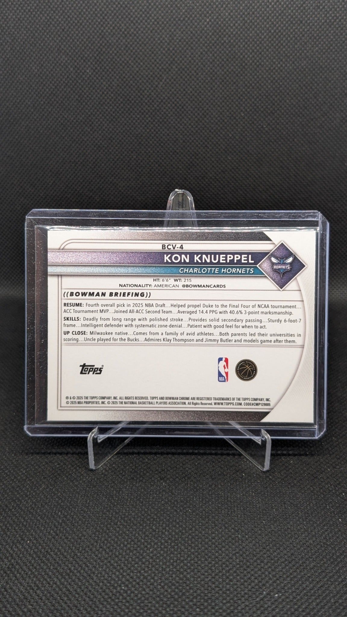 Kon Knueppel 2025-26 Bowman #BCV-4 Chrome NBA basketball card