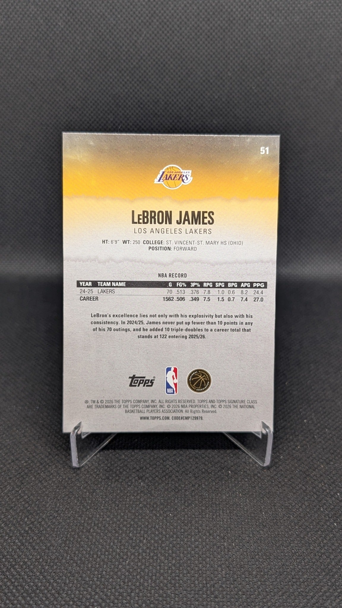 LeBron James 2025-26 Topps Signature Class #51 NBA basketball card