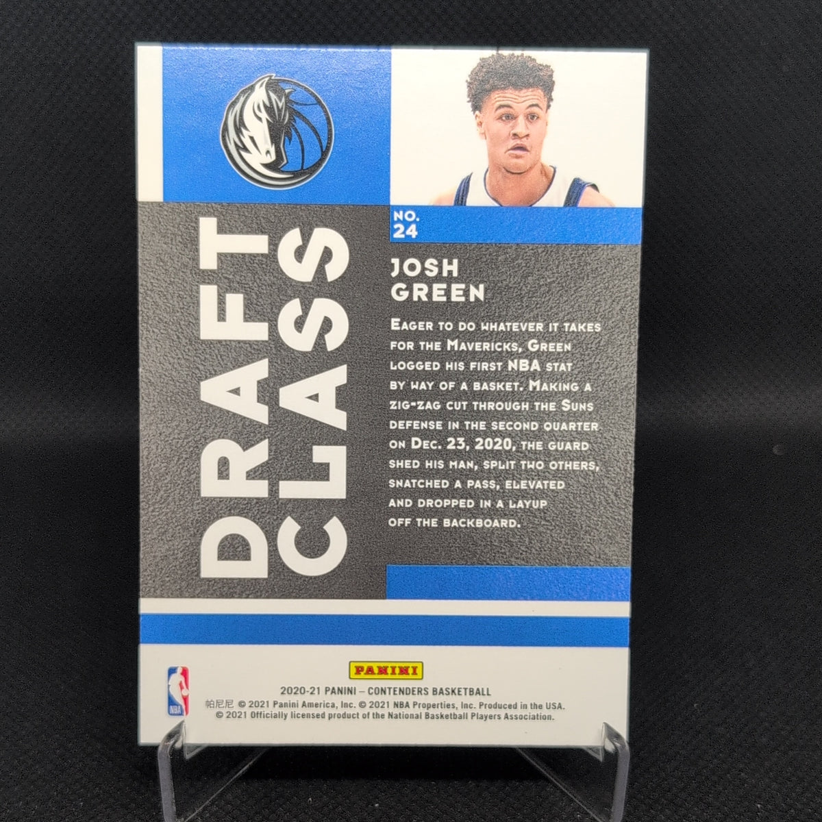 Josh Green 2020-21 Panini Contenders Draft Class #24 RC back
