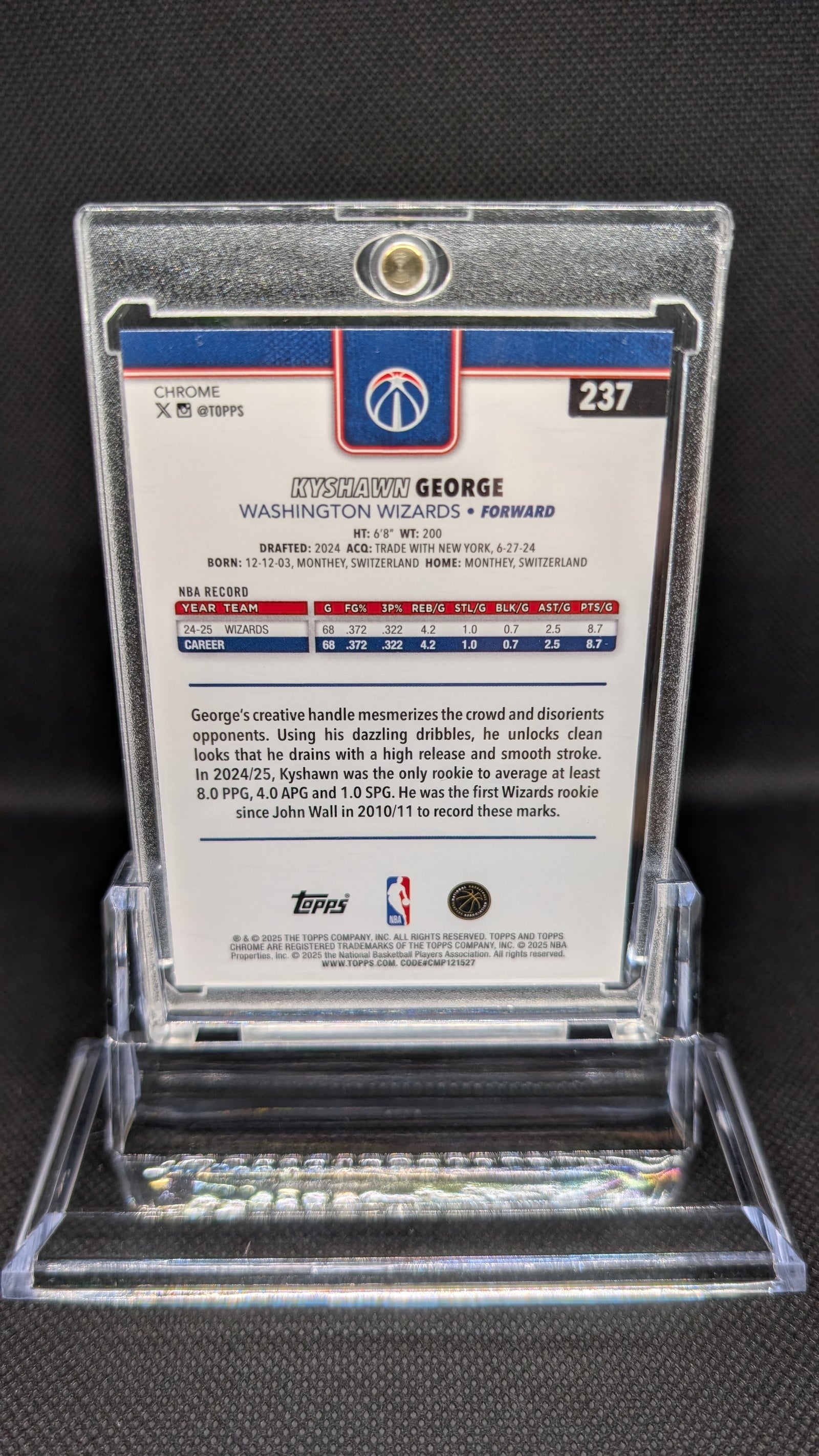 Kyshawn George #237 Green Refractor #/99 Topps Chrome Washington Wizards