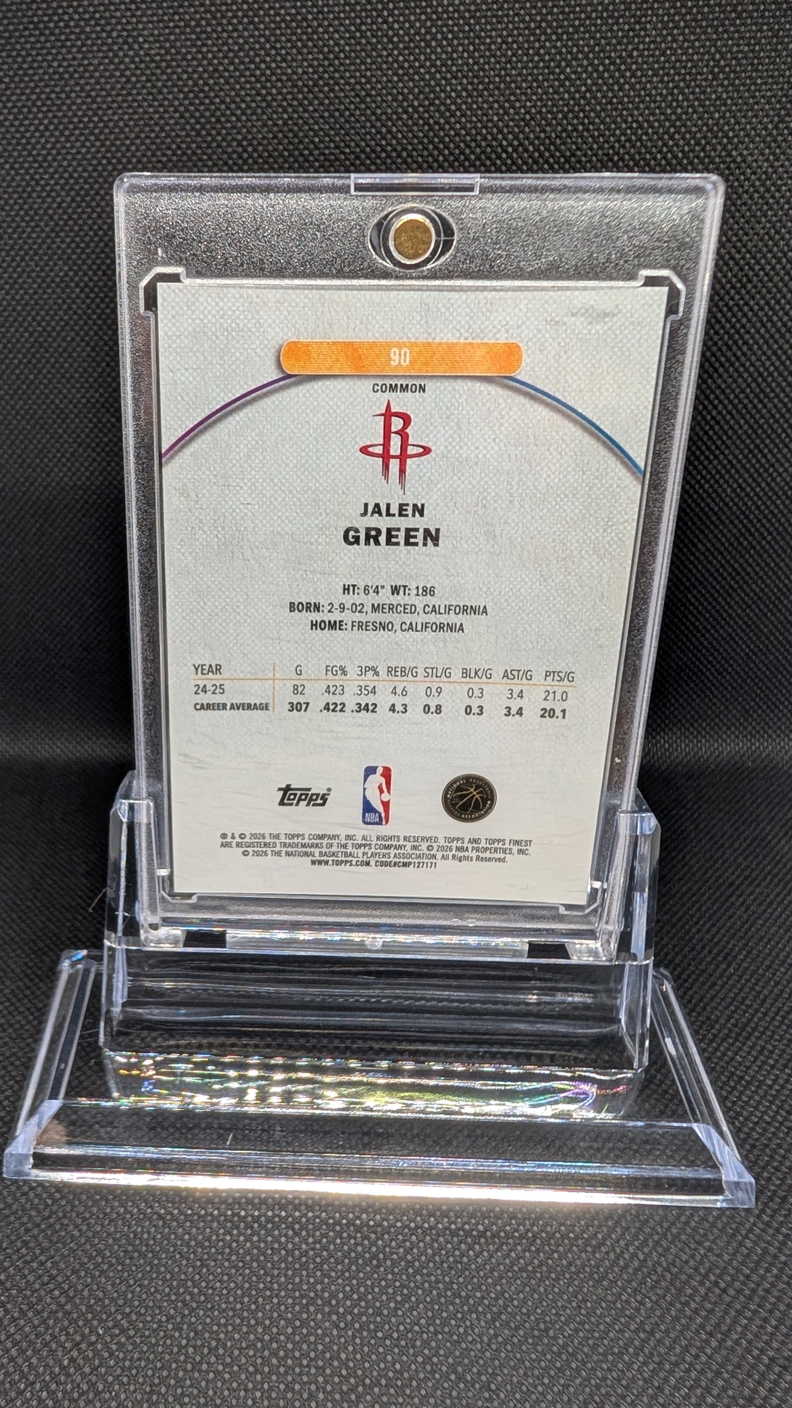 Jalen Green Oil Spill #90 2026 Topps Finest #/25 Houston Rockets