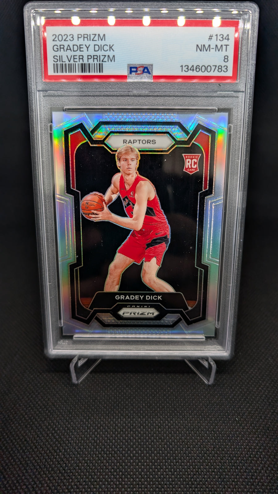 Gradey Dick Silver Prizm 2023 Panini Rookie Card PSA 8 Toronto Raptors