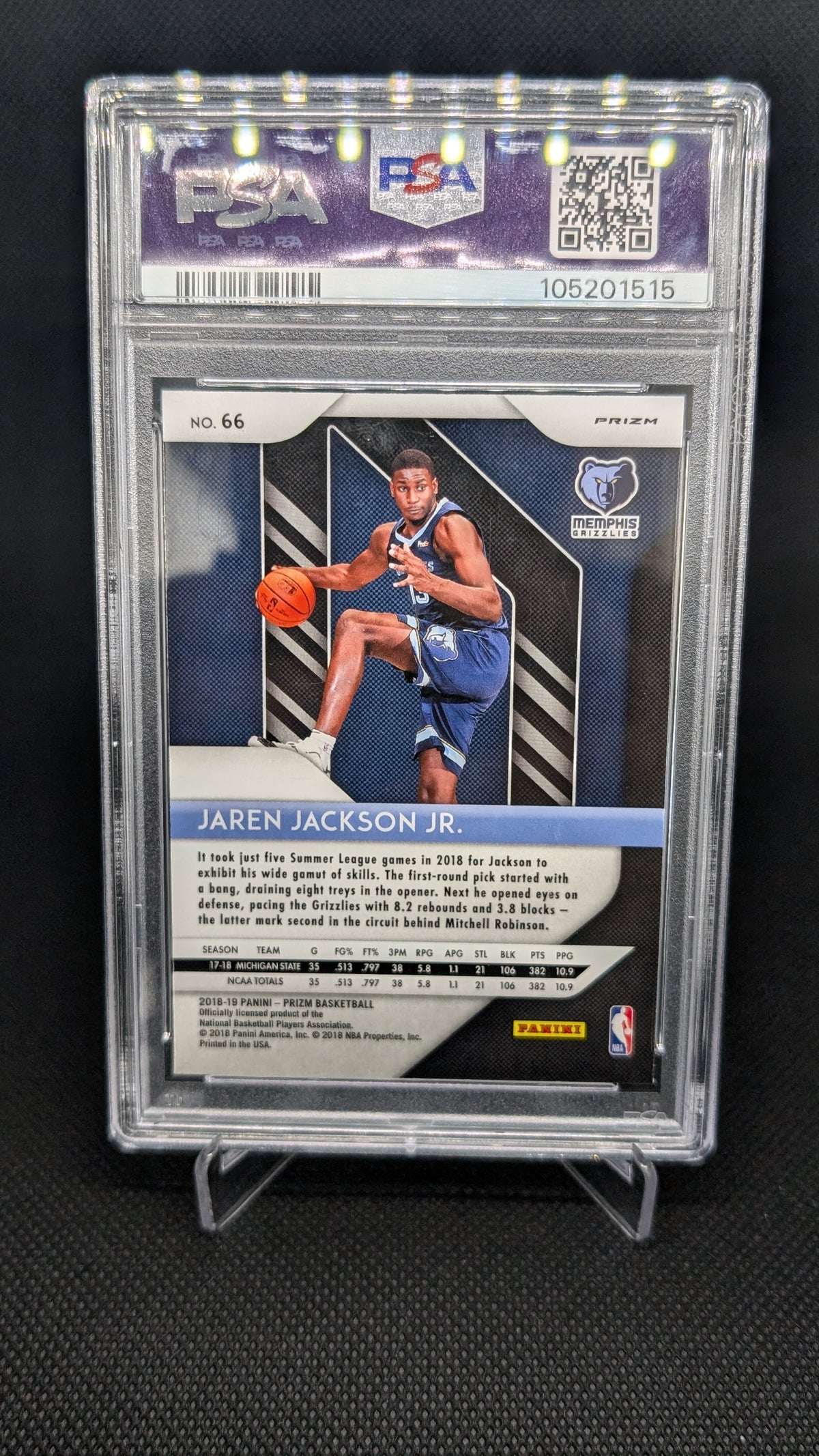Jaren Jackson Jr #66 Silver Prizm RC PSA 8 Memphis Grizzlies